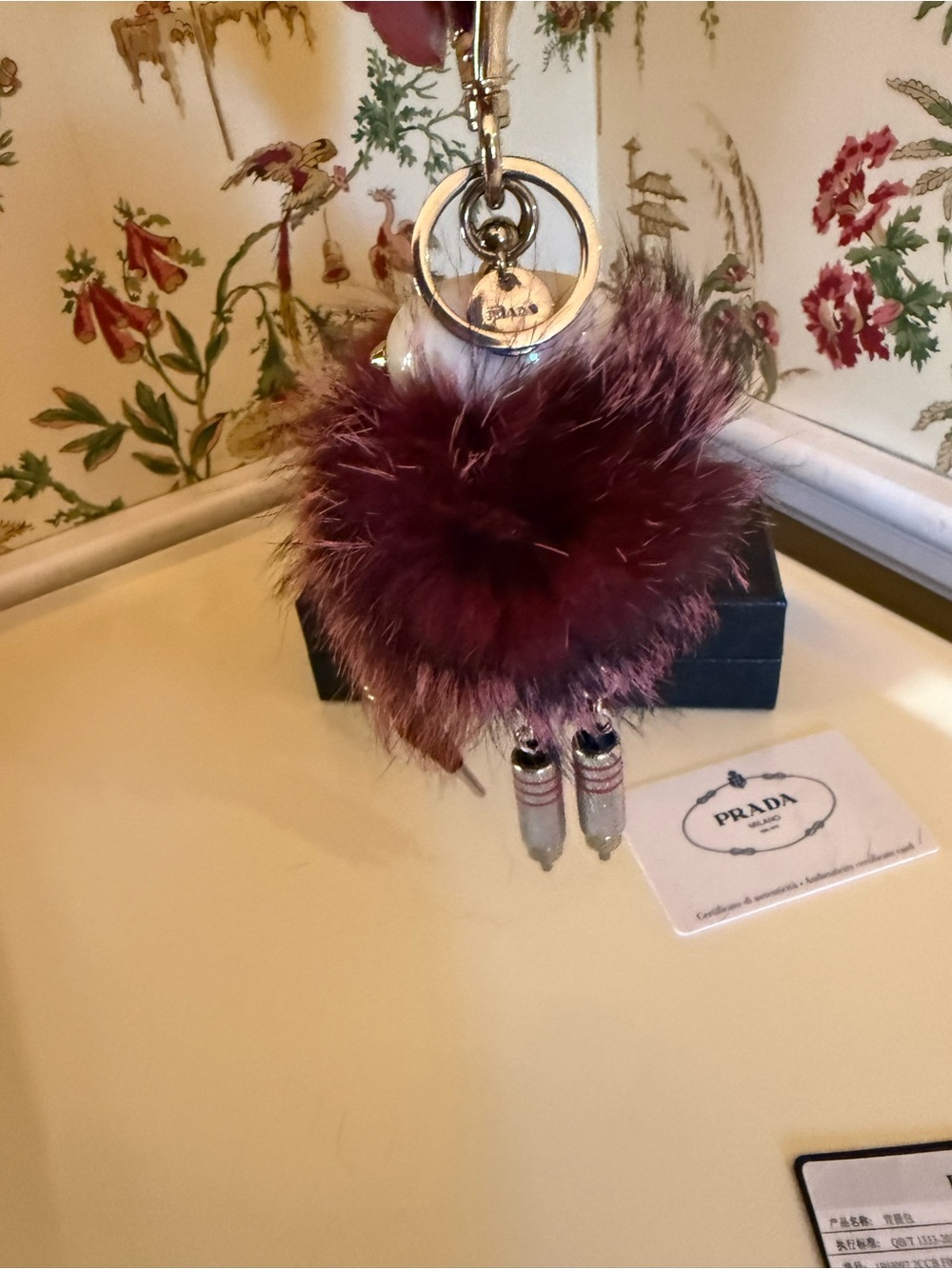 Prada Collectible Fur Robot Doll Bag Charm – Burgundy - Picture 4 of 4
